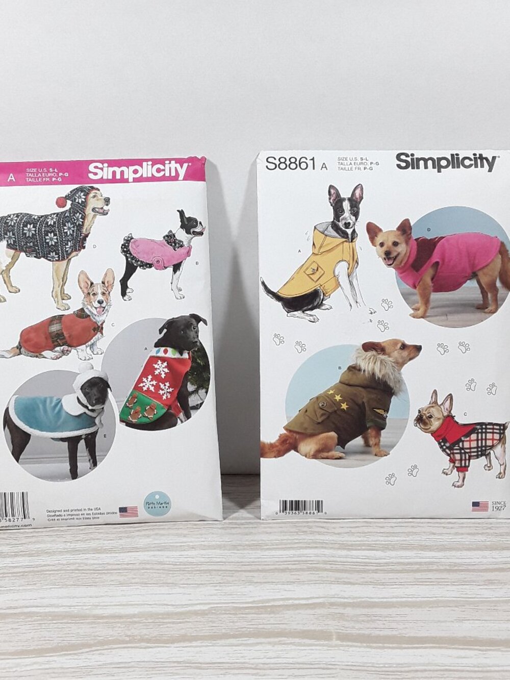 uncut S-M-L Dog Coat Sewing Patterns, hat jacket sweater Simplicity S8861 8277
